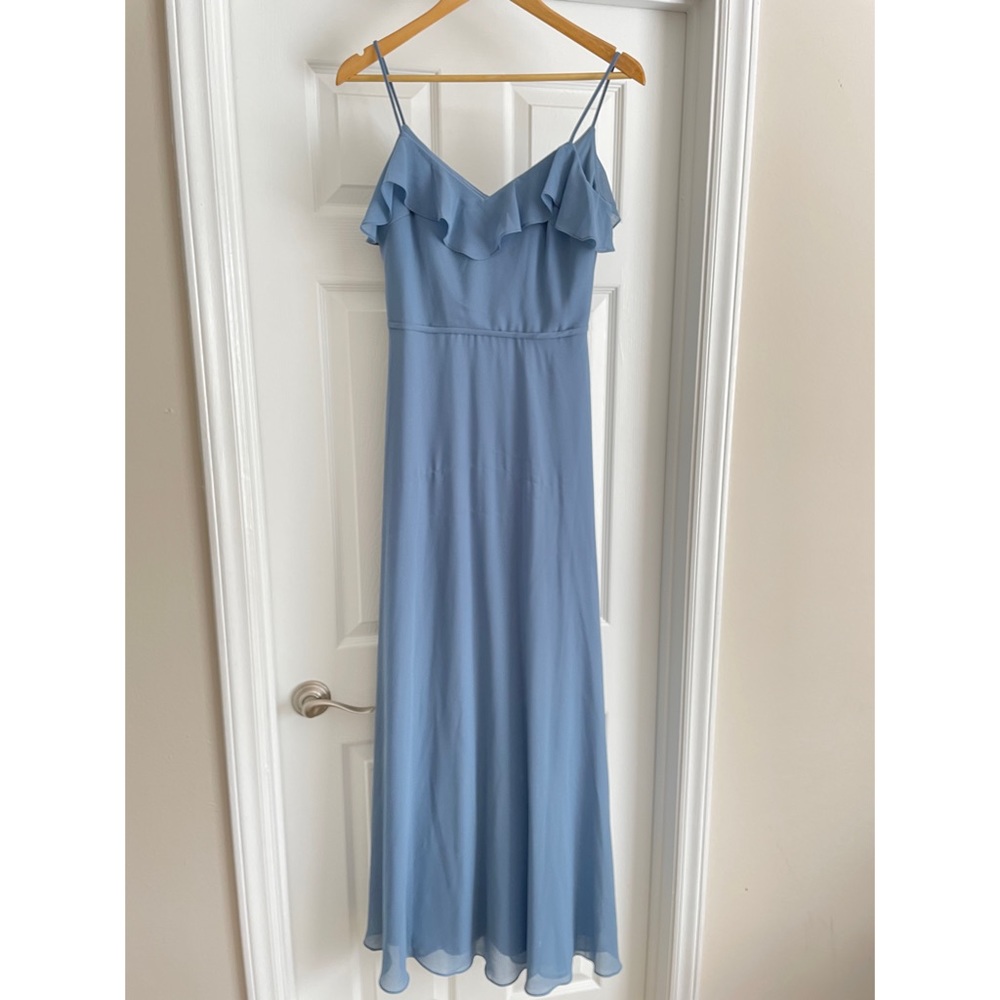 LEVKOFF 7103 Chiffon Slate Ruffle Maxi Dress (4)
